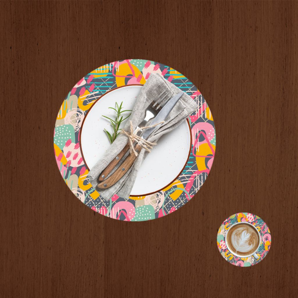 Abstract Geometric Doodle Charger Plate Set  12 Pieces