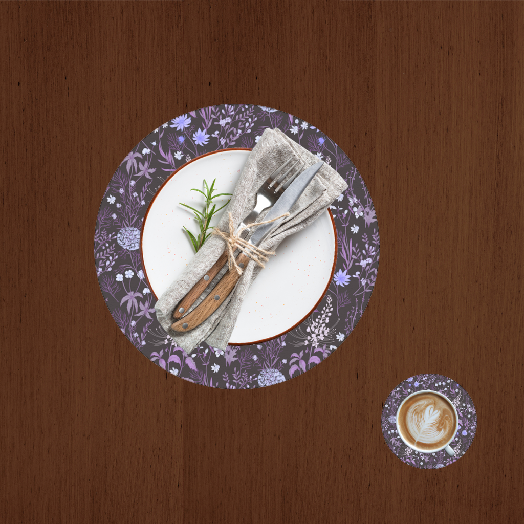 Purple Gothic Botanical Charger Plate Set  12 Pieces