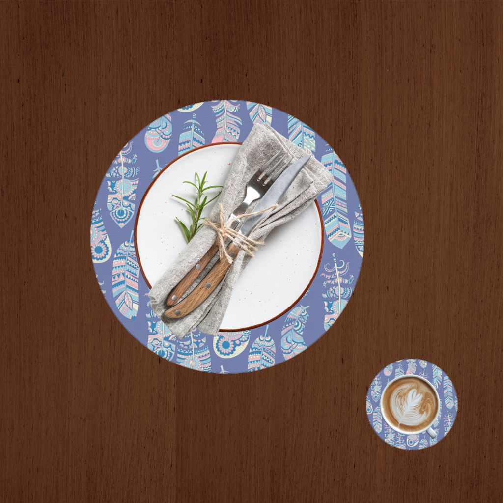 Boho Tribal Feather Charger Plate Set  12 Pieces