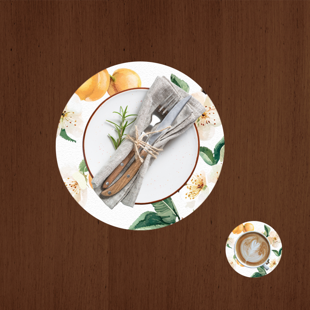 Watercolor Apricot Blossom Branch Charger Plate Set  12 Pieces