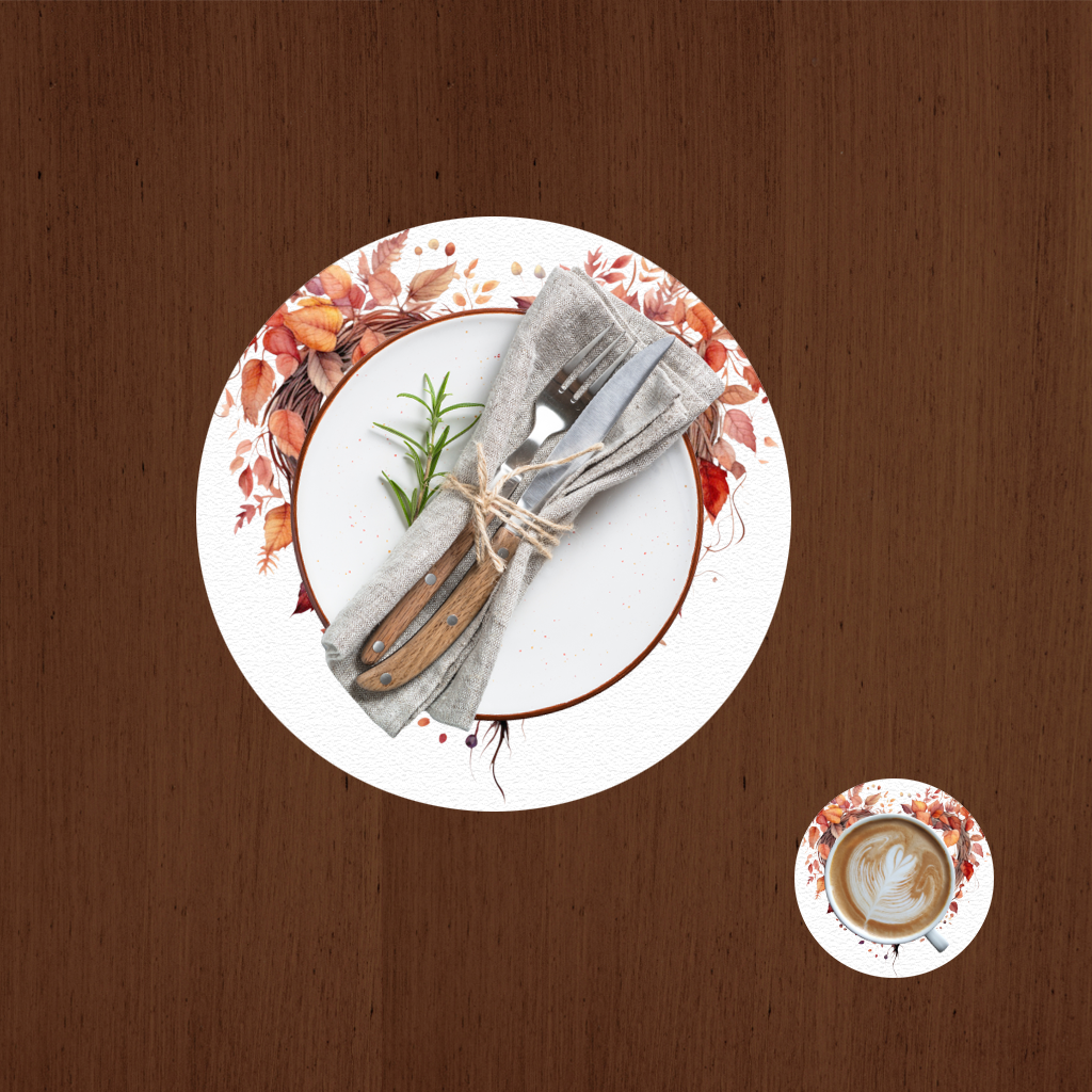 Autumn Leaves Heart Wreath Charger Plate Set 12 Pieces