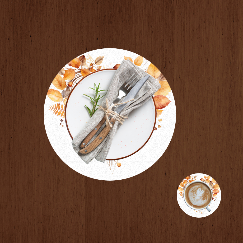 Orange Autumn Leaves Heart Charger Plate Set  12 Pieces