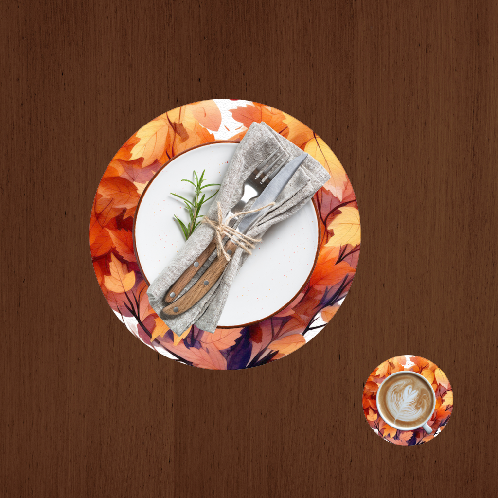 Autumn Leaf Heart Charger Plate Set 12 Pieces