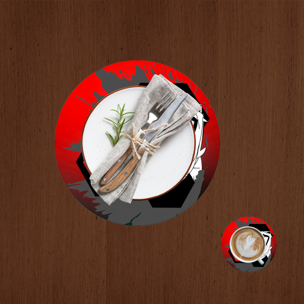 Mystic Red Eye Hexagon Charger Plate Set  12 Pieces