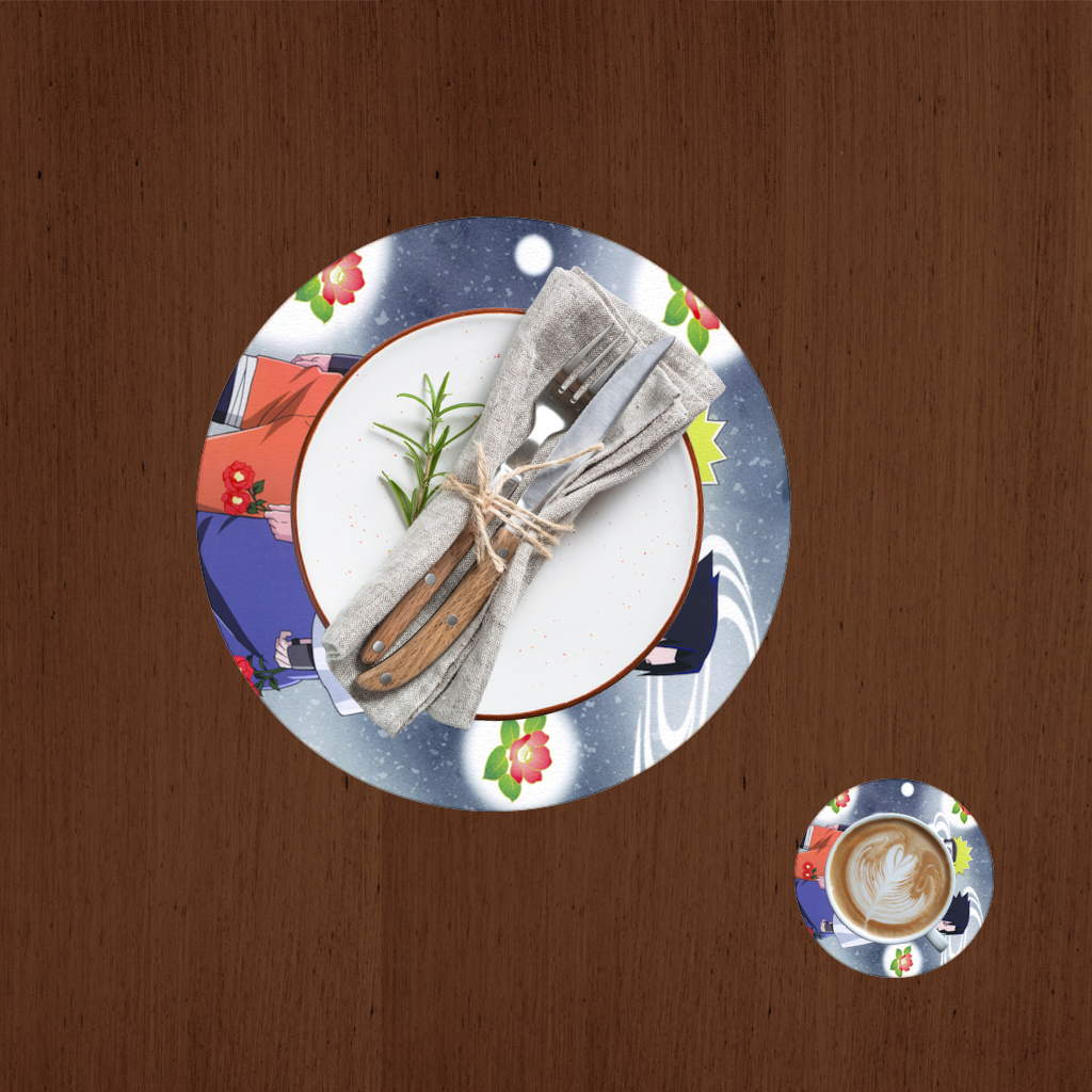 Sırt Sırta Duran İki Rakip Savaşçı Servis Tabağı Altlığı (12 Adet)