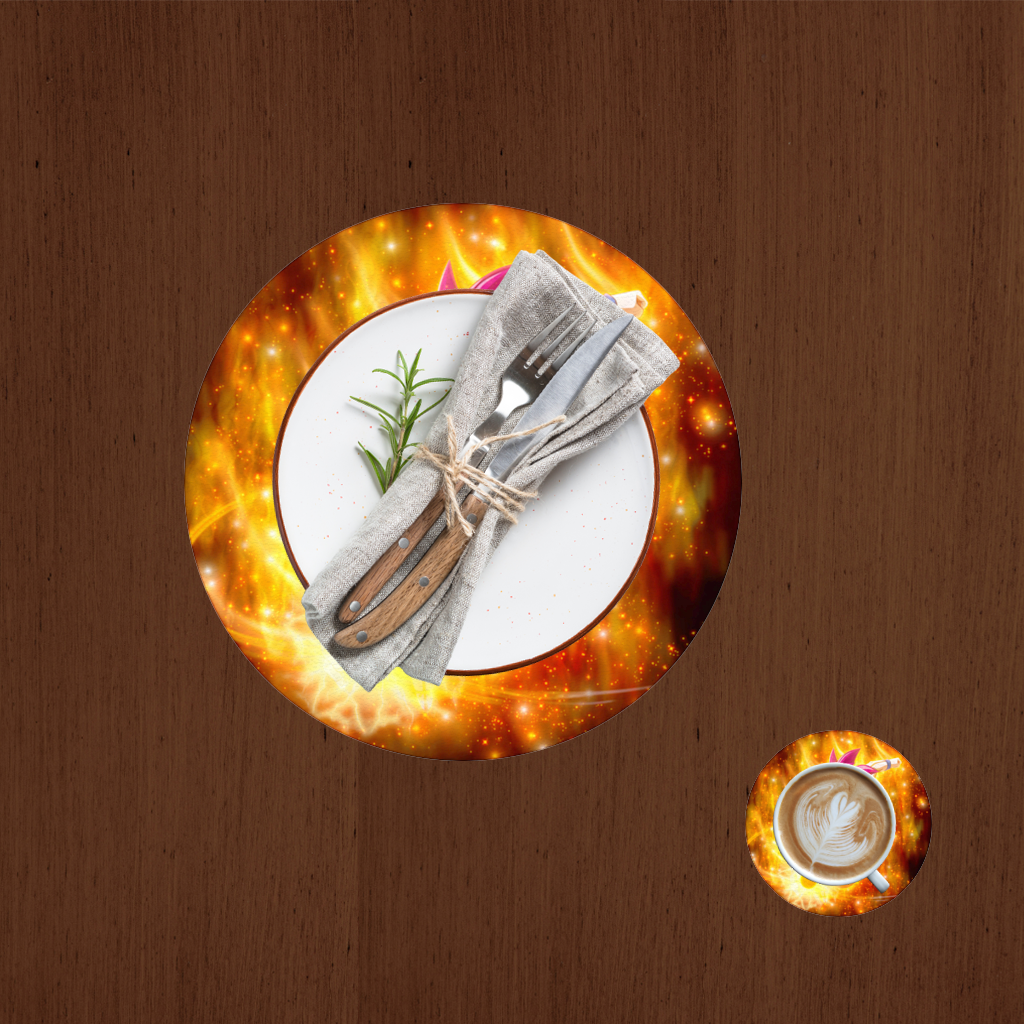 Alevli Pembe Saçlı Savaşçı Servis Tabağı Altlığı (12 Adet)