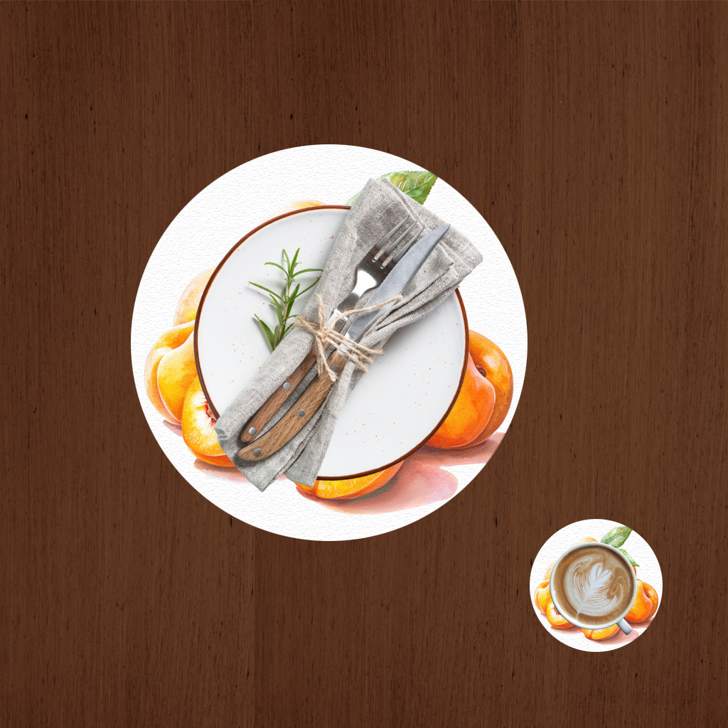 Watercolor Apricot and Leaves