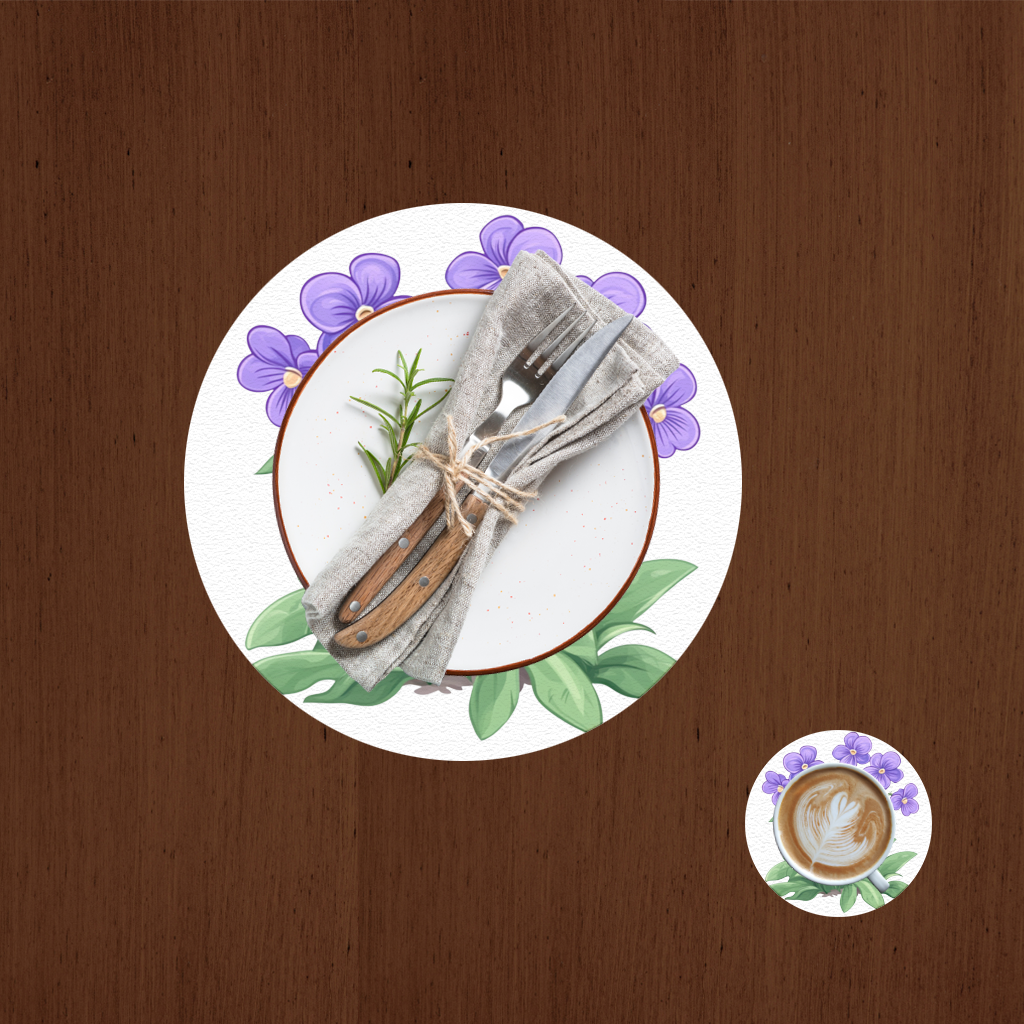 Cottagecore Purple Violets Charger Plate Set  12 Pieces