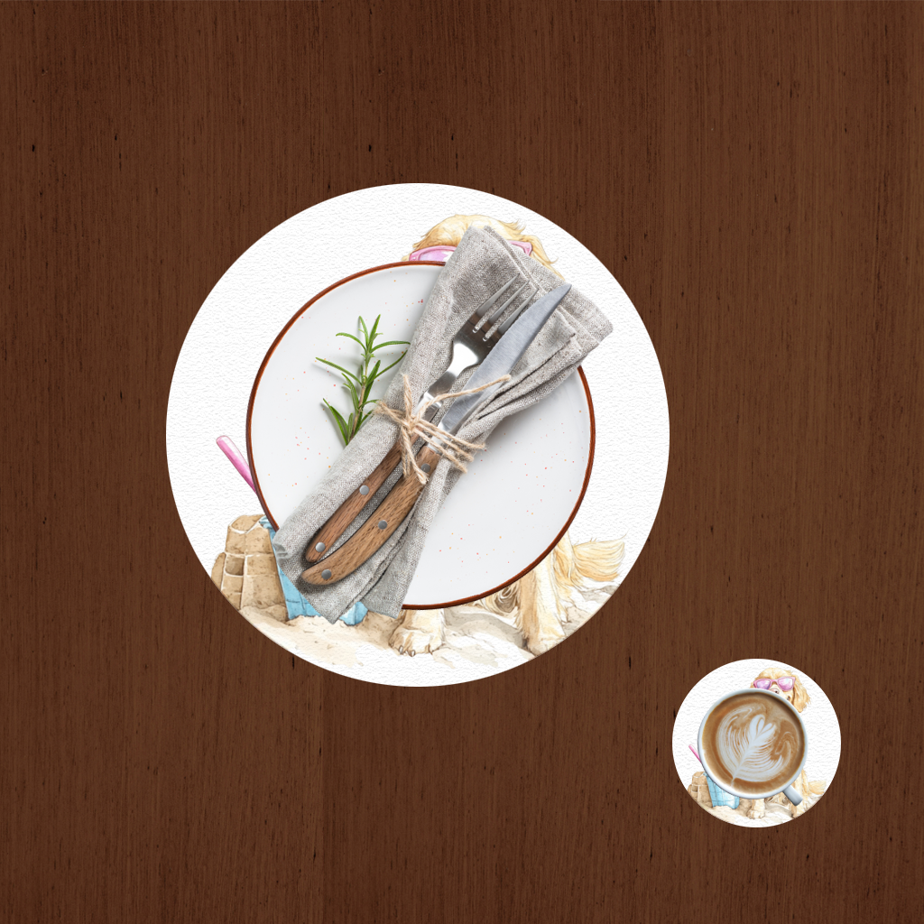 Beach Golden Retriever Pink Sunglasses Charger Plate Set  12 Pieces