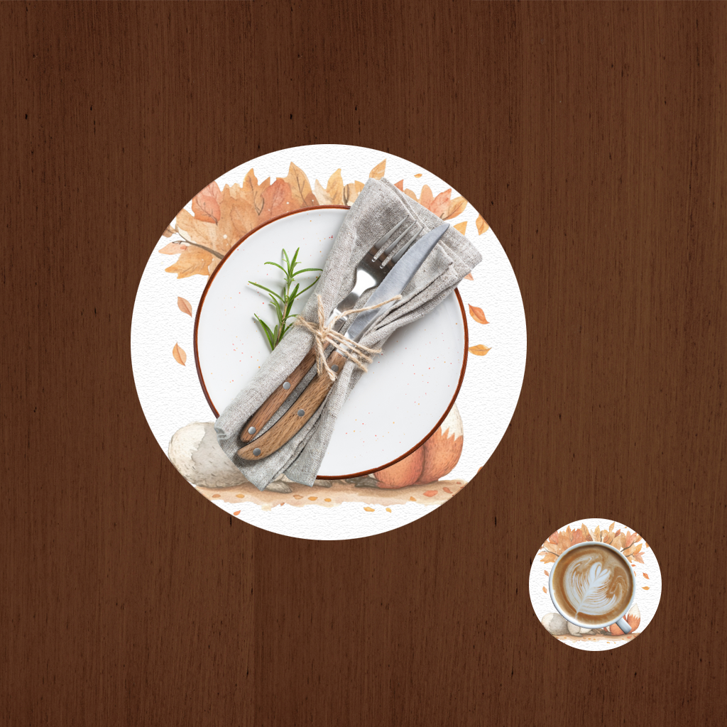 Sıcacık Sonbahar Tavşanı ve Tilkisi Servis Tabağı Altlığı (12 Adet)