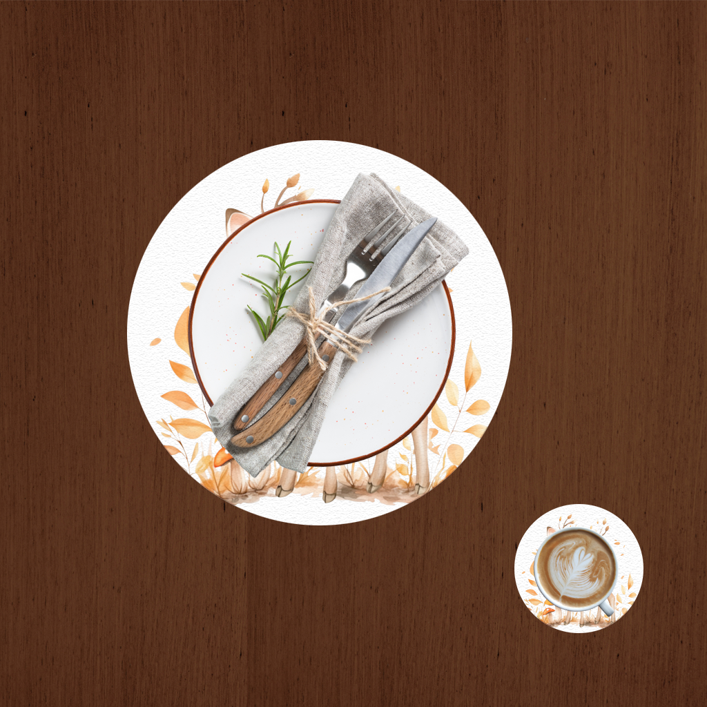 Masalsı Sonbahar Yavru Geyiği Servis Tabağı Altlığı (12 Adet)