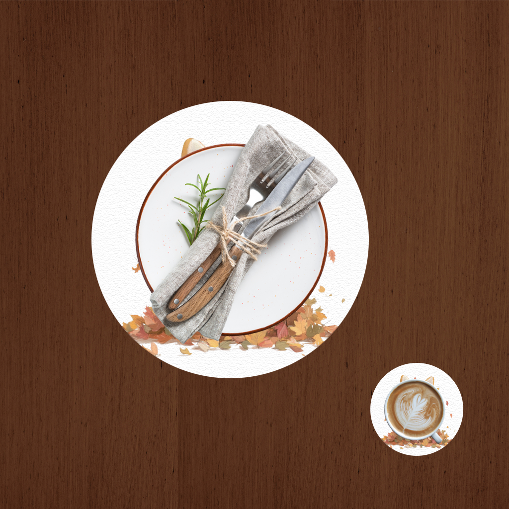 Happy Corgi Puppy in Fall Leaves Charger Plate Set  12 Pieces