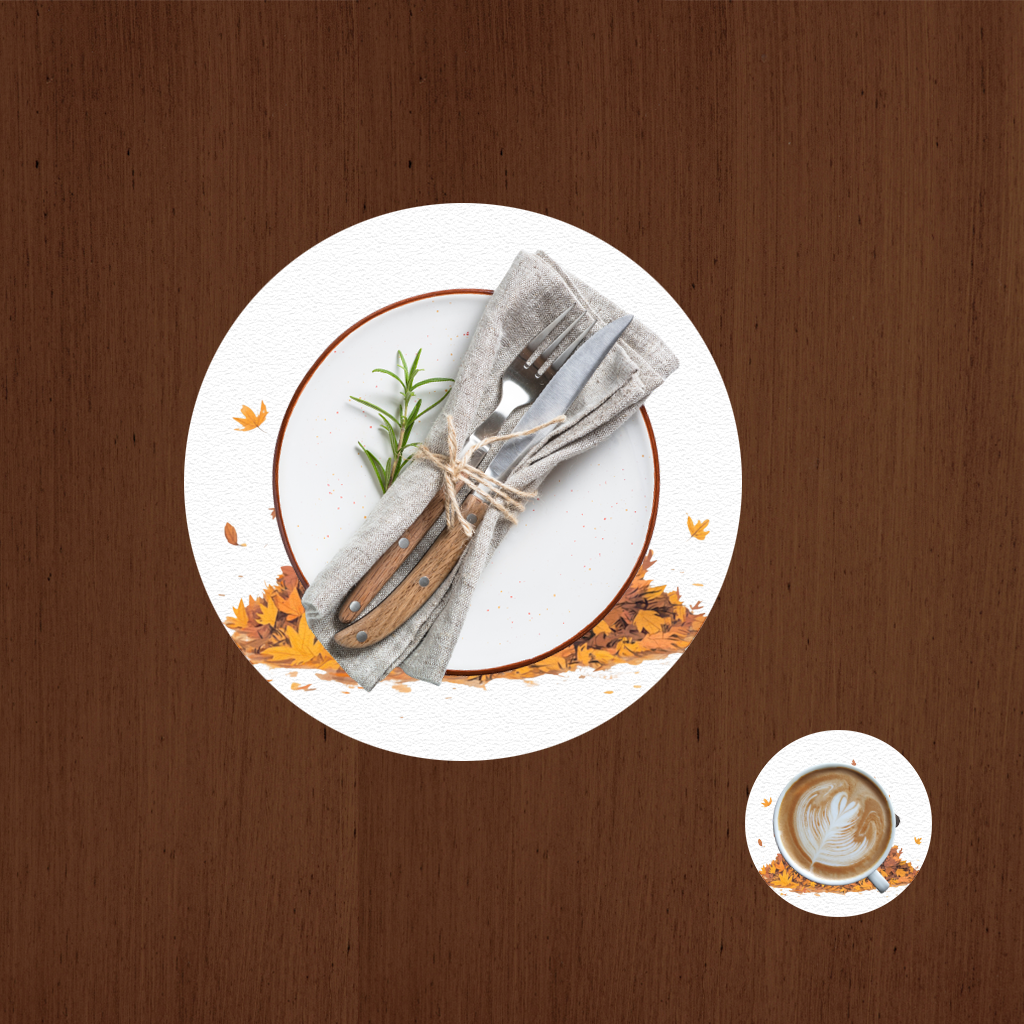 Cute Black Cat in Autumn Leaves 