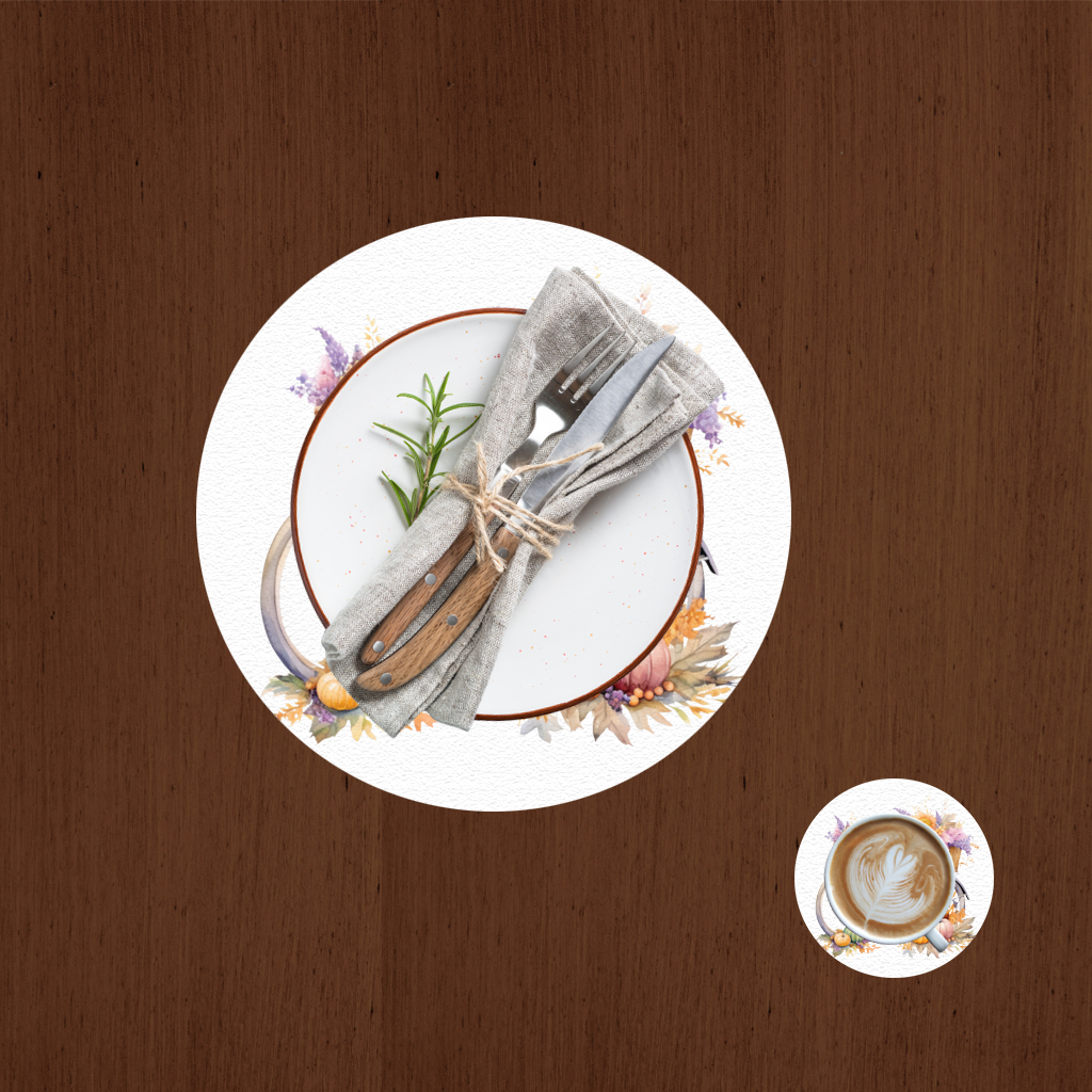 Lavender Autumn Bicycle with Pumpkins Charger Plate Set  12 Pieces