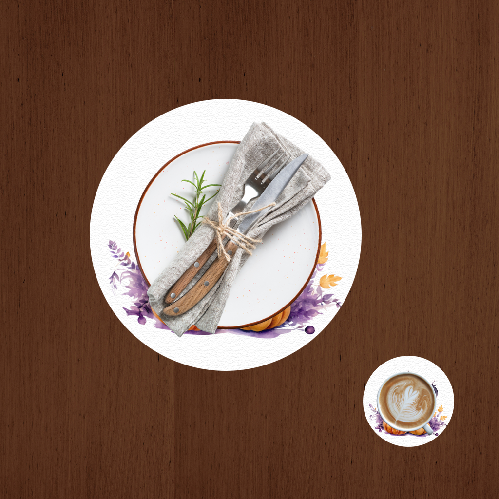 Vintage Purple Floral Pumpkin Teapot Charger Plate Set  12 Pieces