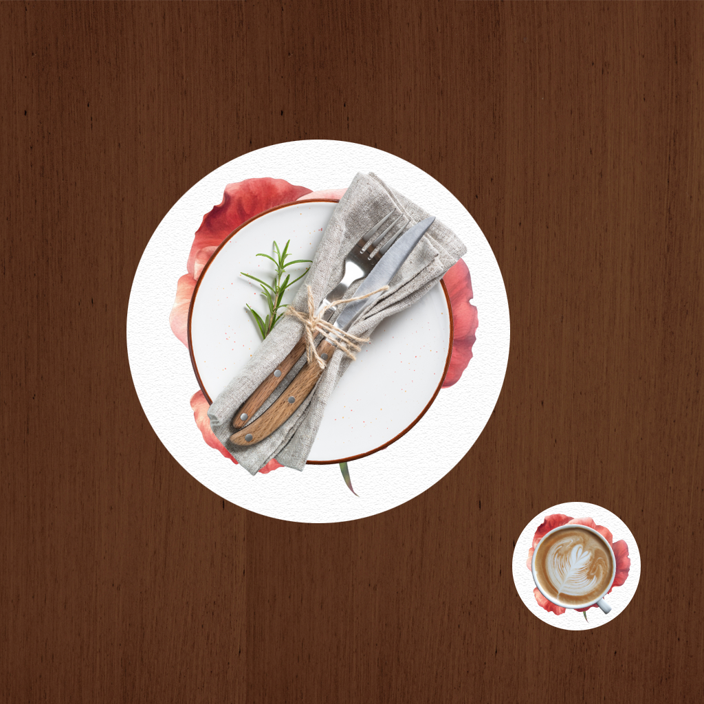 Crimson Red Rose Charger Plate Set  12 Pieces