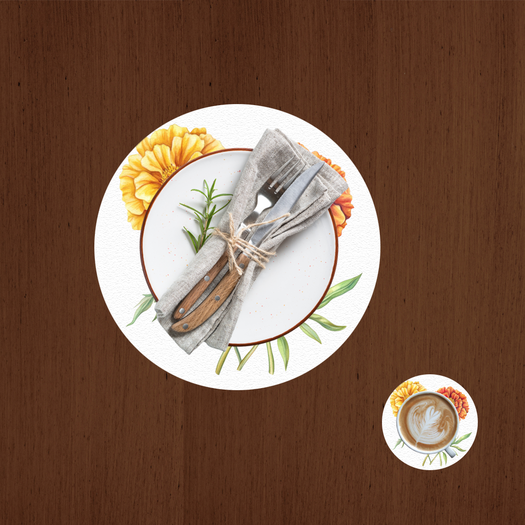 Botanical Yellow Orange Marigold 