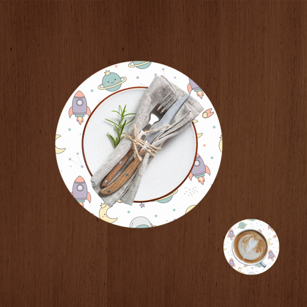Cute Space Rocket Pattern Charger Plate Set  12 Pieces