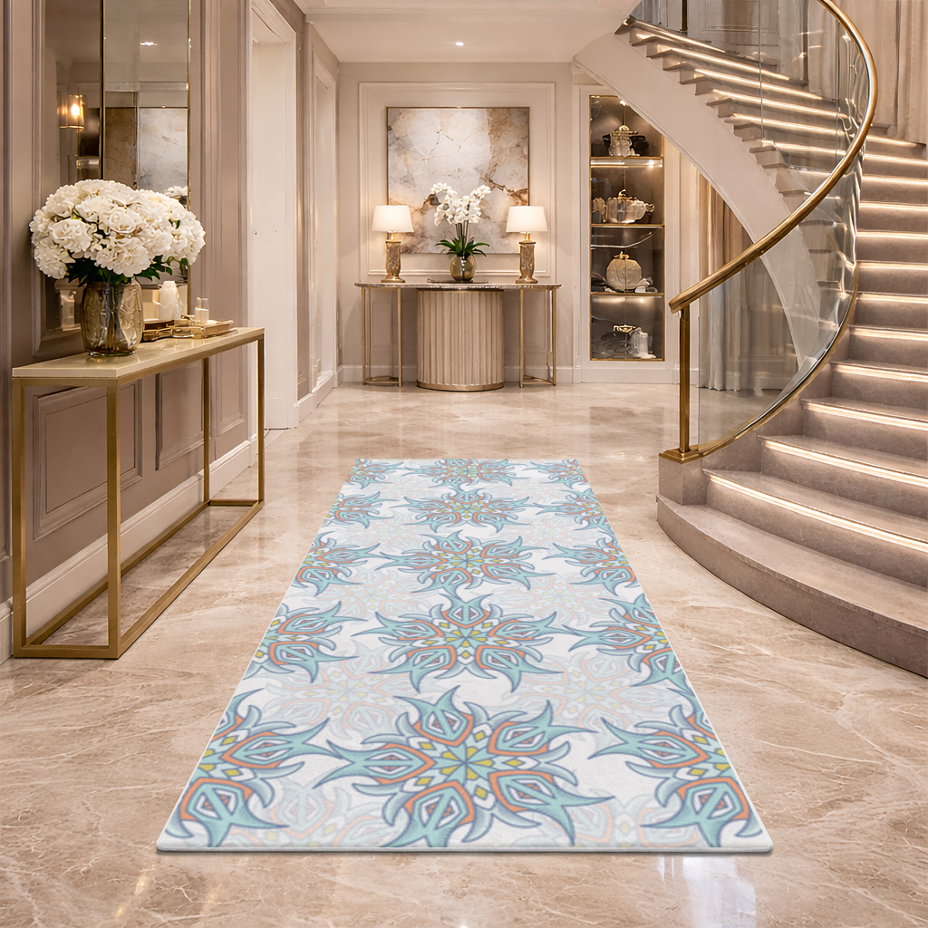 An abstract visual Hallway & Entryway Rug