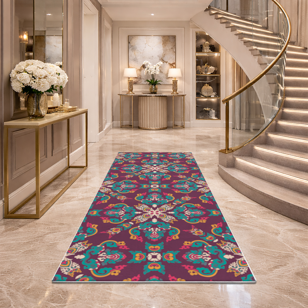 Colorful Ottoman Inspired Mandala Pattern Hallway & Entryway Rug
