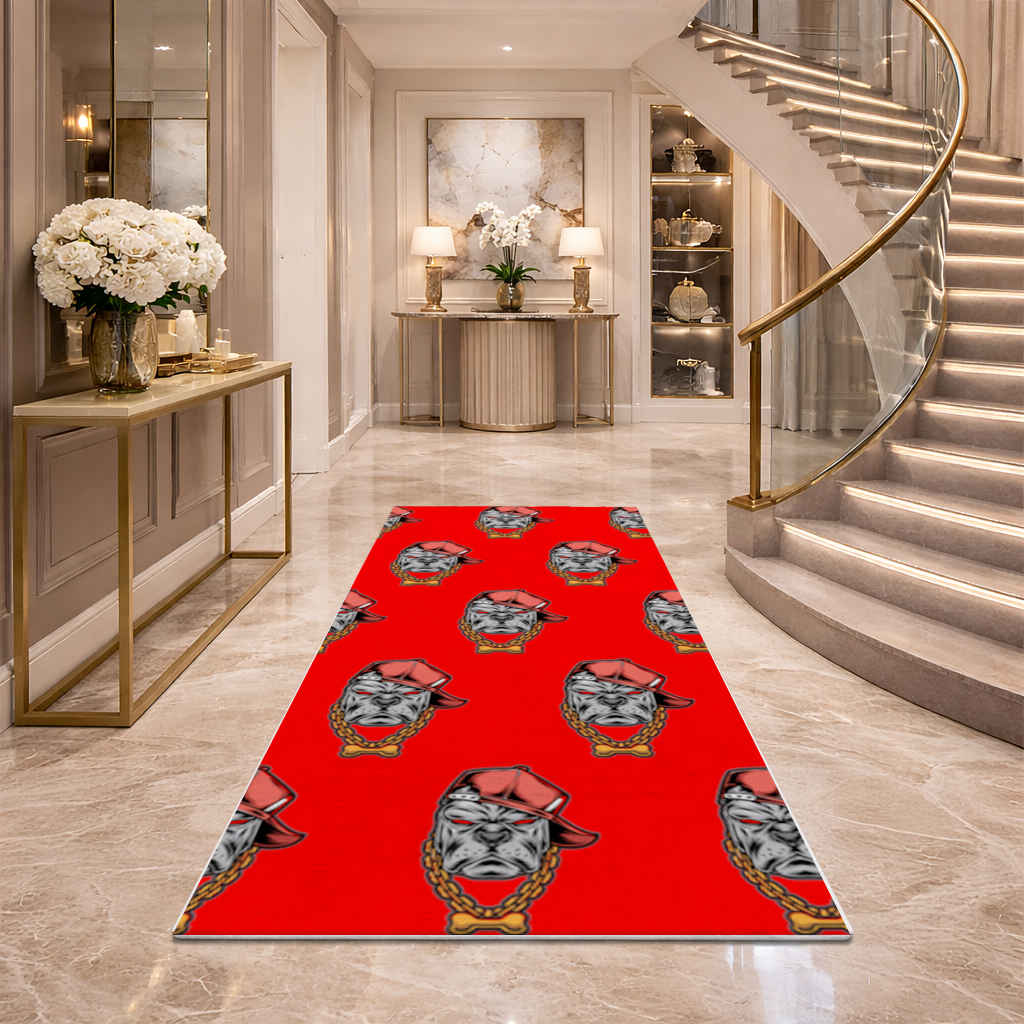Hip Hop Style Gangster Dog Illustration Hallway & Entryway Rug
