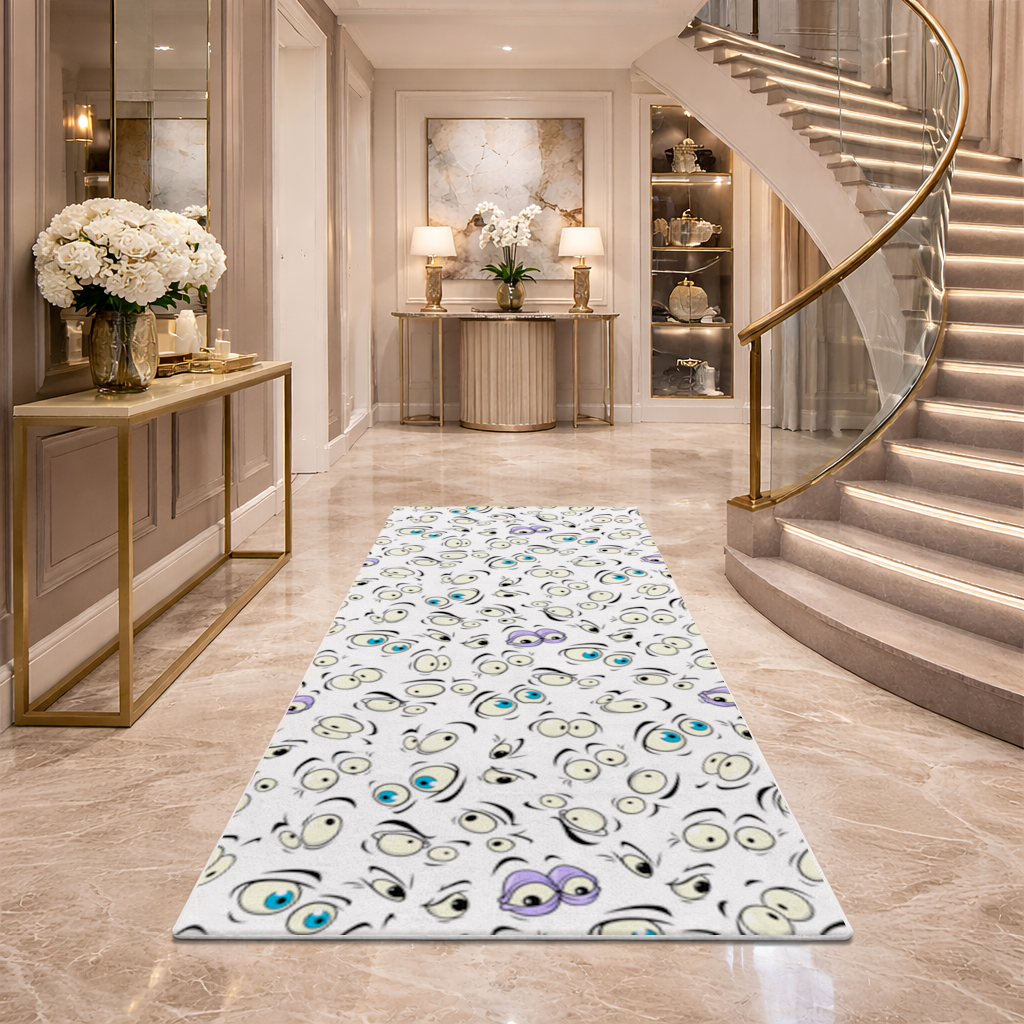 Funny Cartoon Eyes Pattern Hallway & Entryway Rug