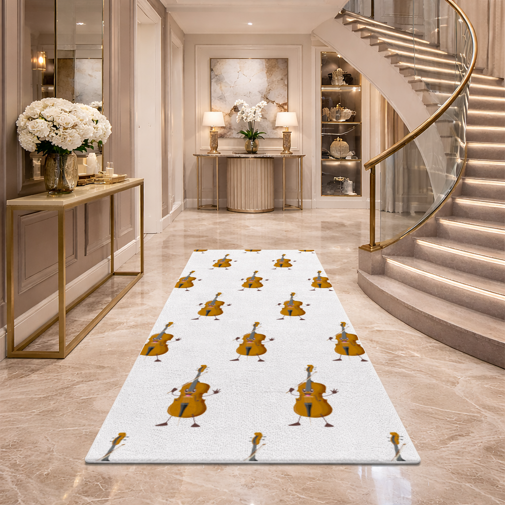 Happy Cello Character Art Design Hallway & Entryway Rug