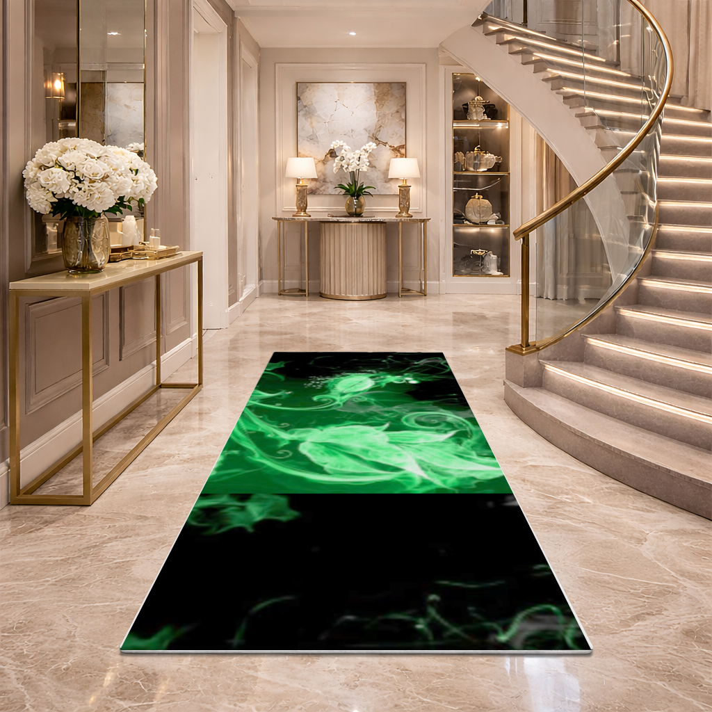 Green and black smokes Hallway & Entryway Rug