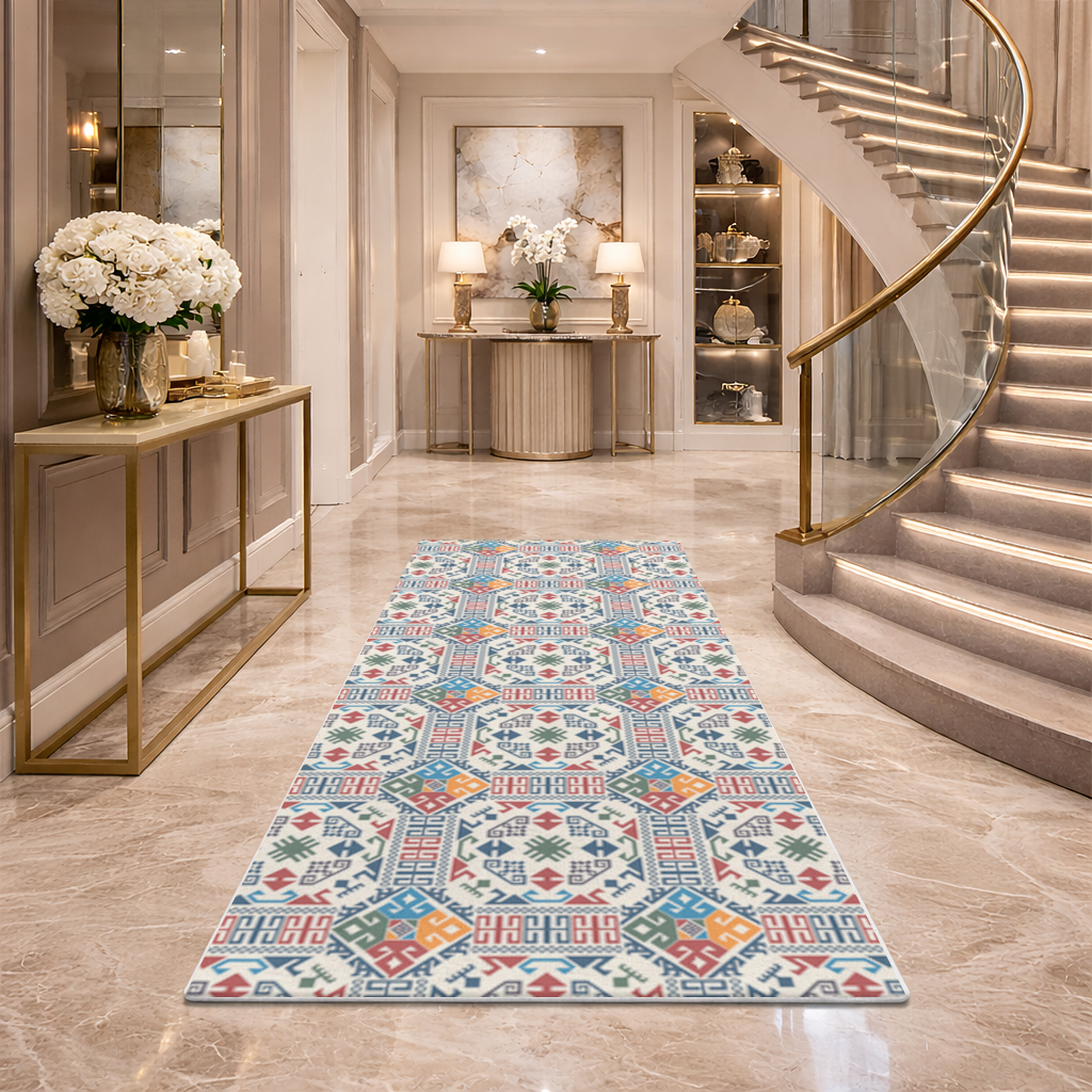 Multicolor Ethnic Geometric Motif Hallway & Entryway Rug