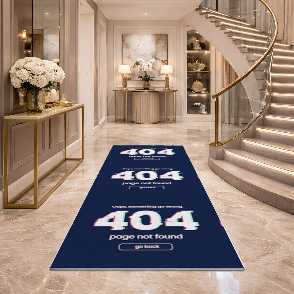 404 Error Glitch Design Hallway & Entryway Rug