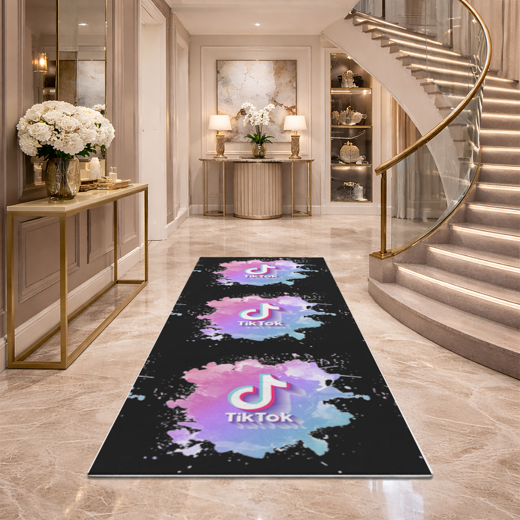 TikTok Logo with Watercolor Effect Hallway & Entryway Rug