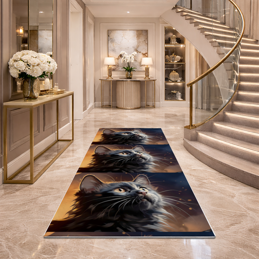 Siyah Kedi Dijital Sanat Antre ve Koridor Halısı