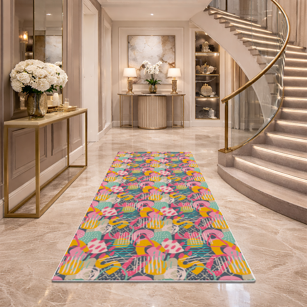 Abstract Geometric Doodle Hallway & Entryway Rug