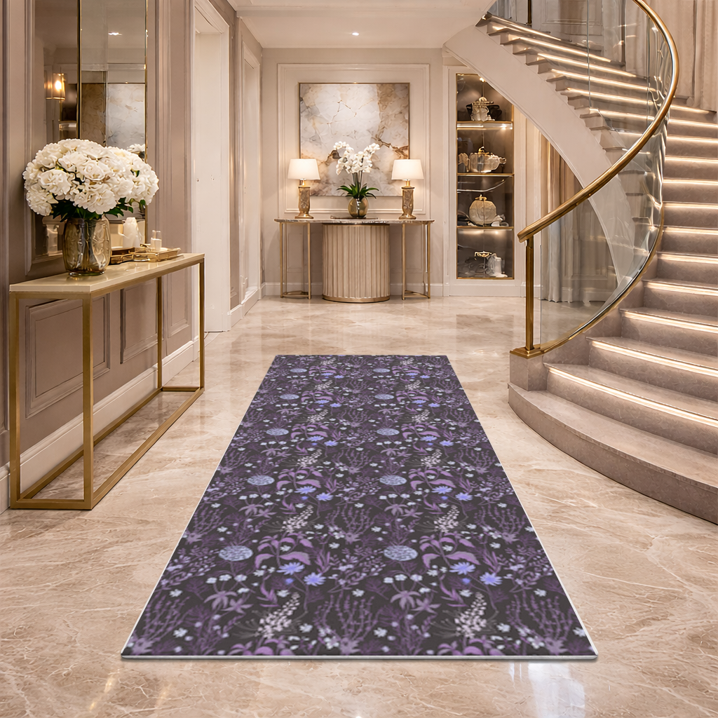 Purple Gothic Botanical Hallway & Entryway Rug