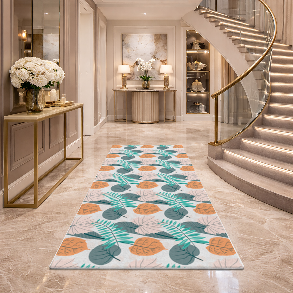 Modern Tropical Leaves Hallway & Entryway Rug