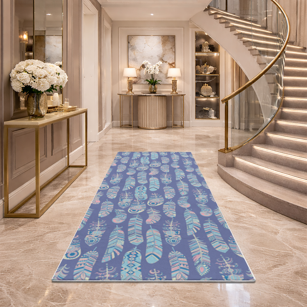 Boho Tribal Feather Hallway & Entryway Rug
