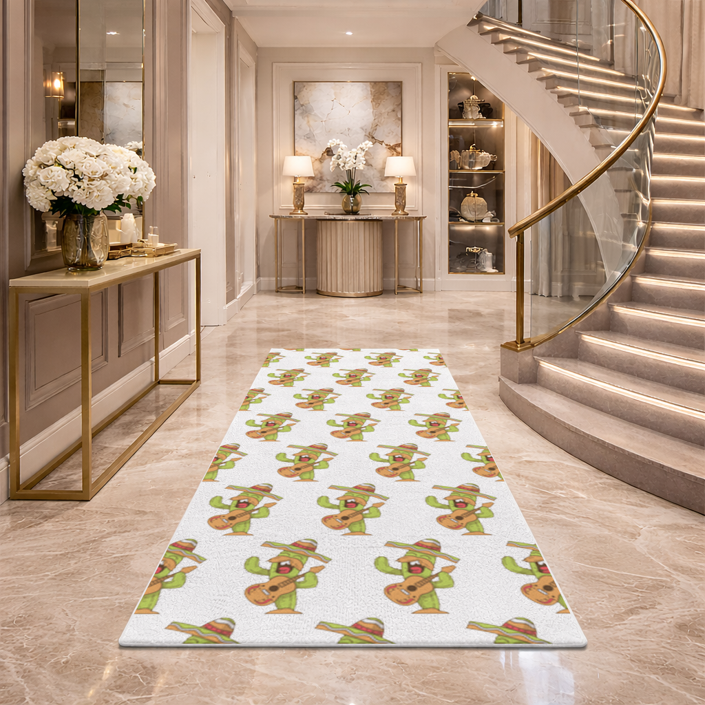 Mariachi Cactus Playing Guitar Hallway & Entryway Rug