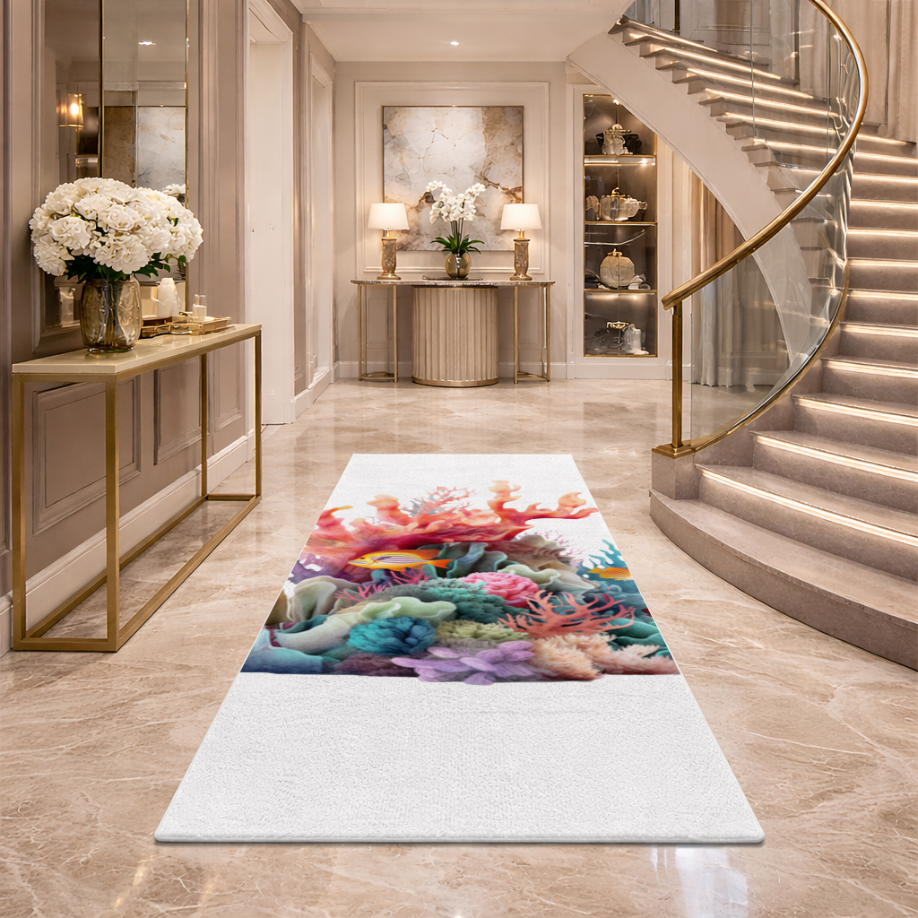 Vibrant Coral Reef and Tropical Fish Hallway & Entryway Rug