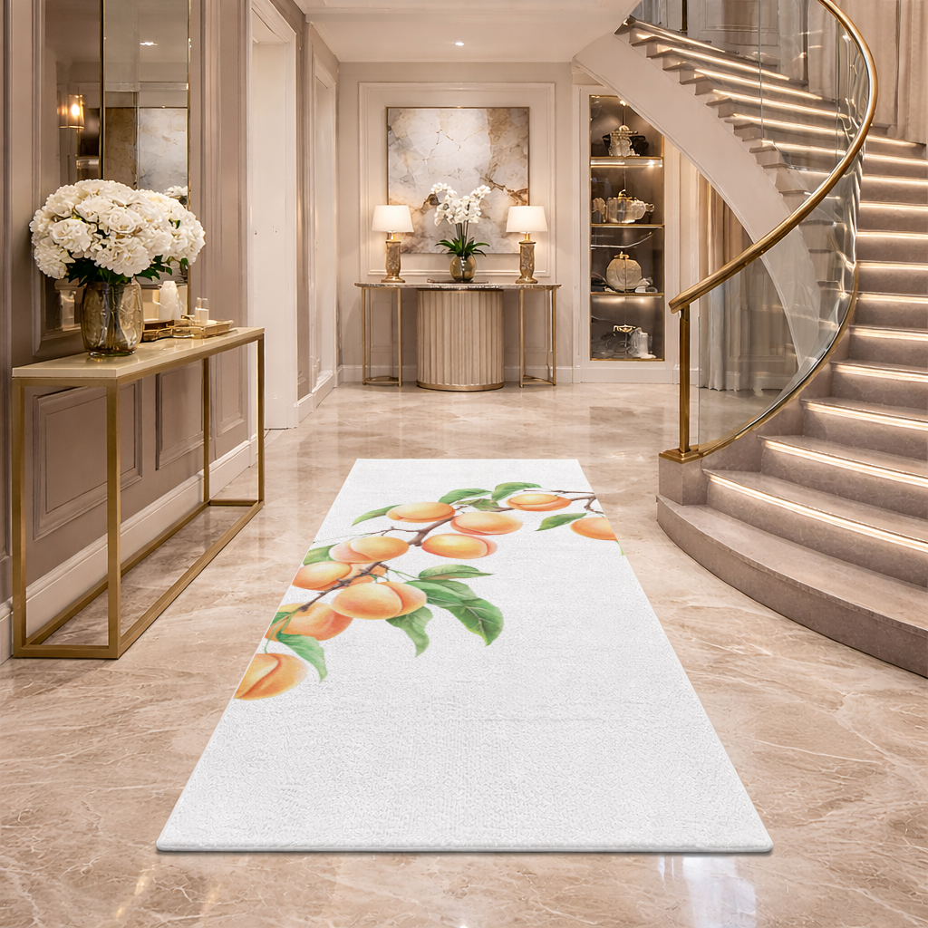 Ripe Orange Apricot Fruit Branch Hallway & Entryway Rug