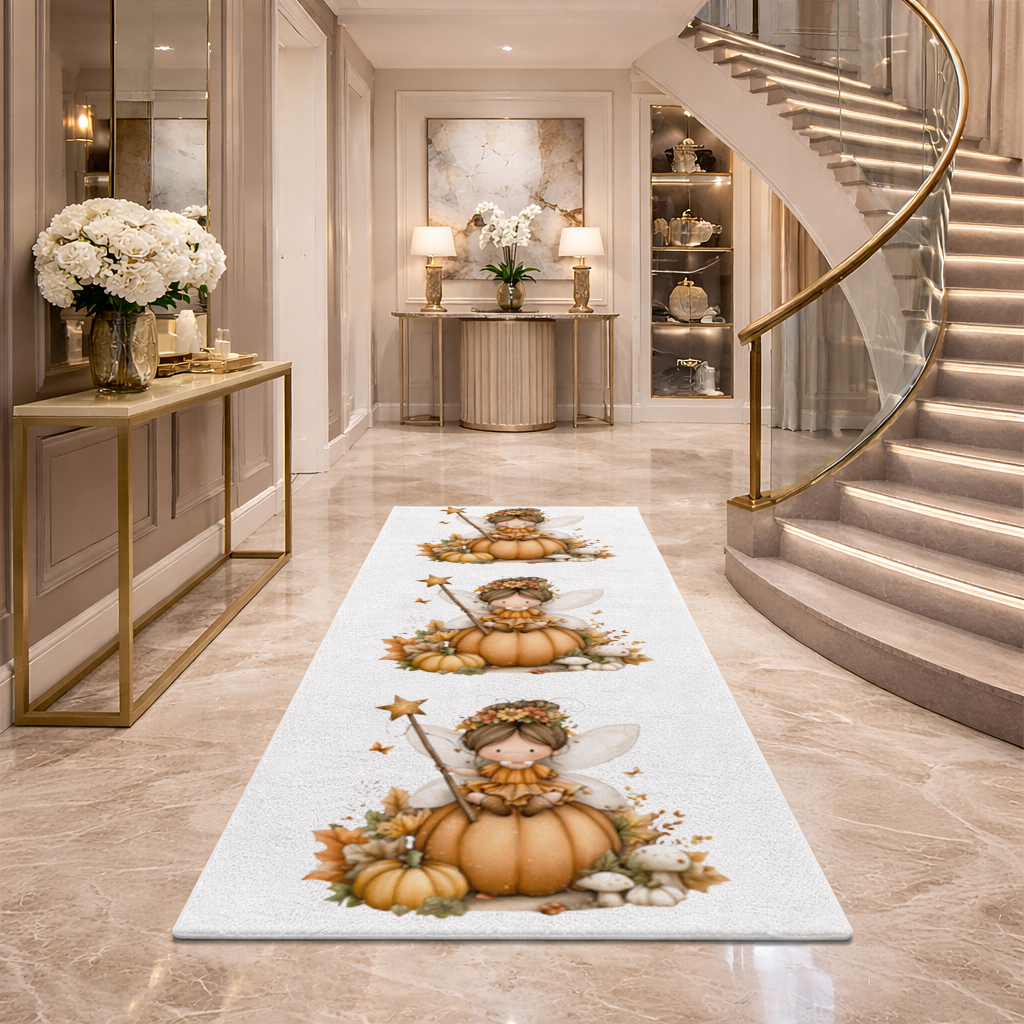 Whimsical Autumn Pumpkin Fairy Hallway & Entryway Rug