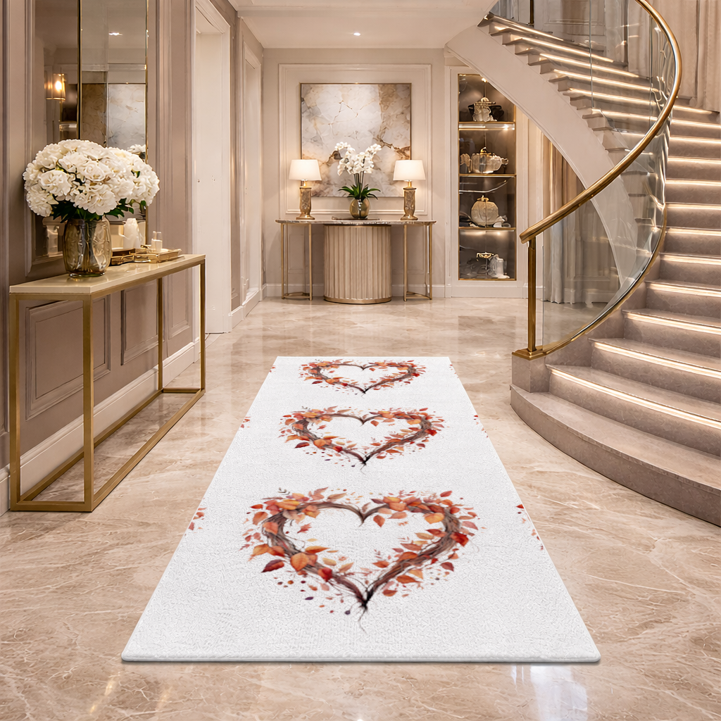 Autumn Leaves Heart Wreath Hallway & Entryway Rug