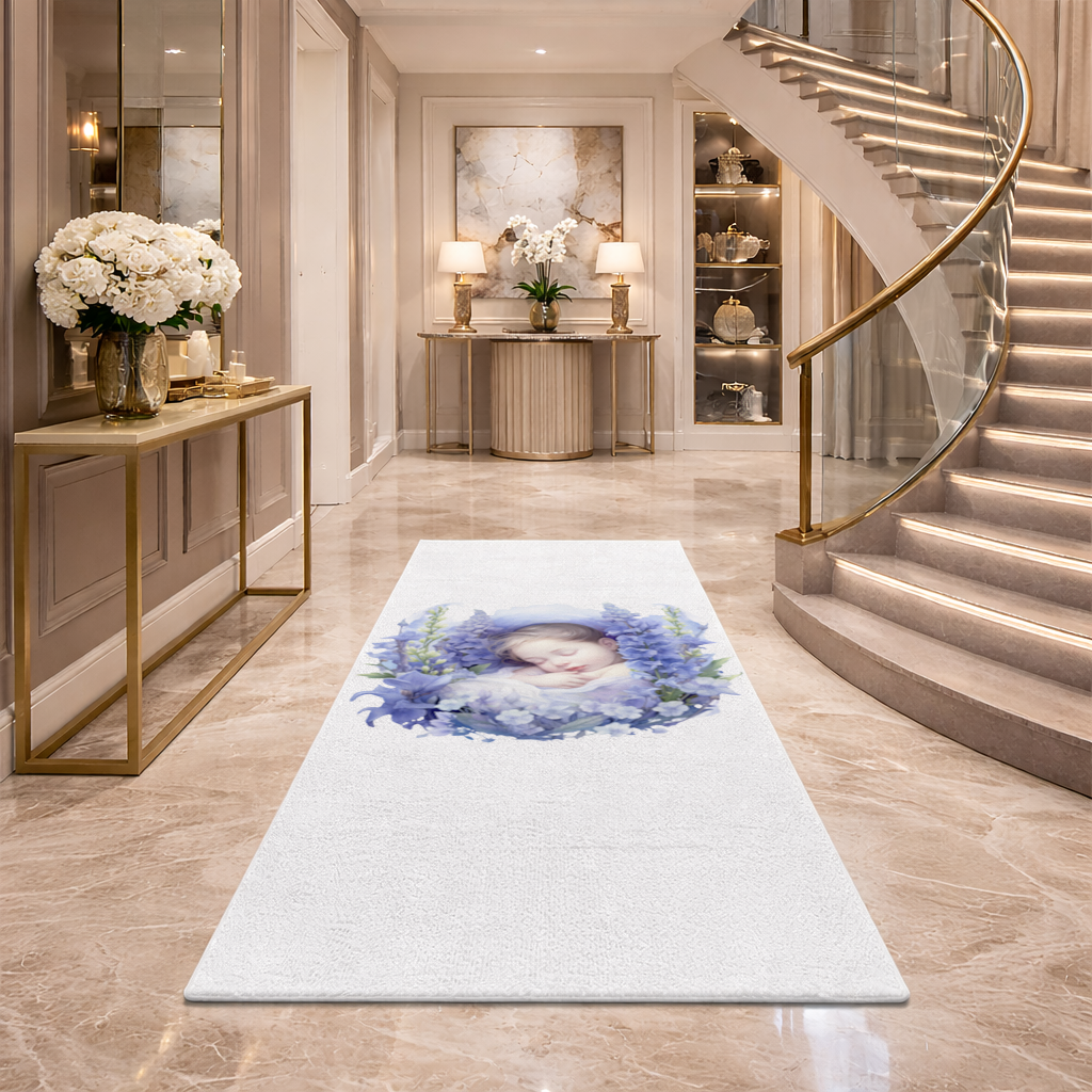 Sleeping Baby Blue Larkspur Hallway & Entryway Rug