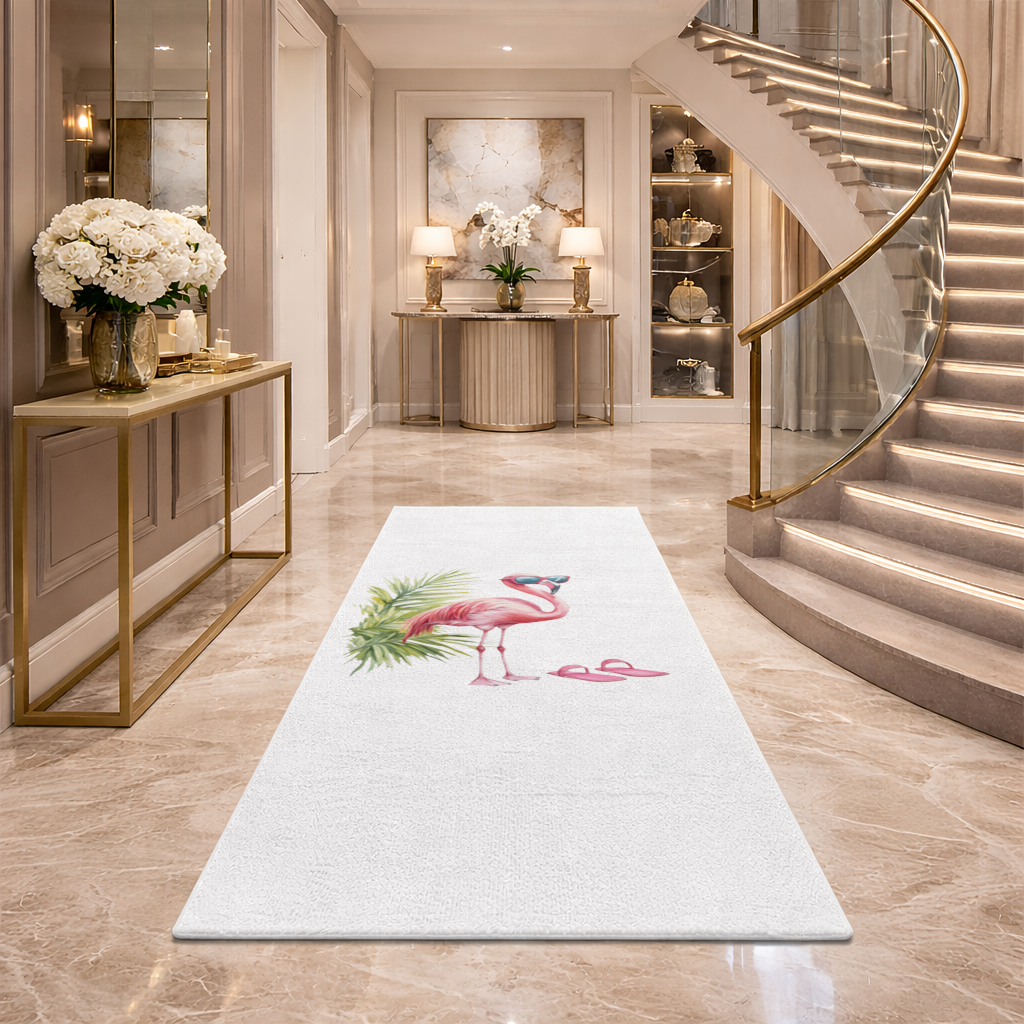 Güneş Gözlüklü Pembe Flamingo Antre ve Koridor Halısı