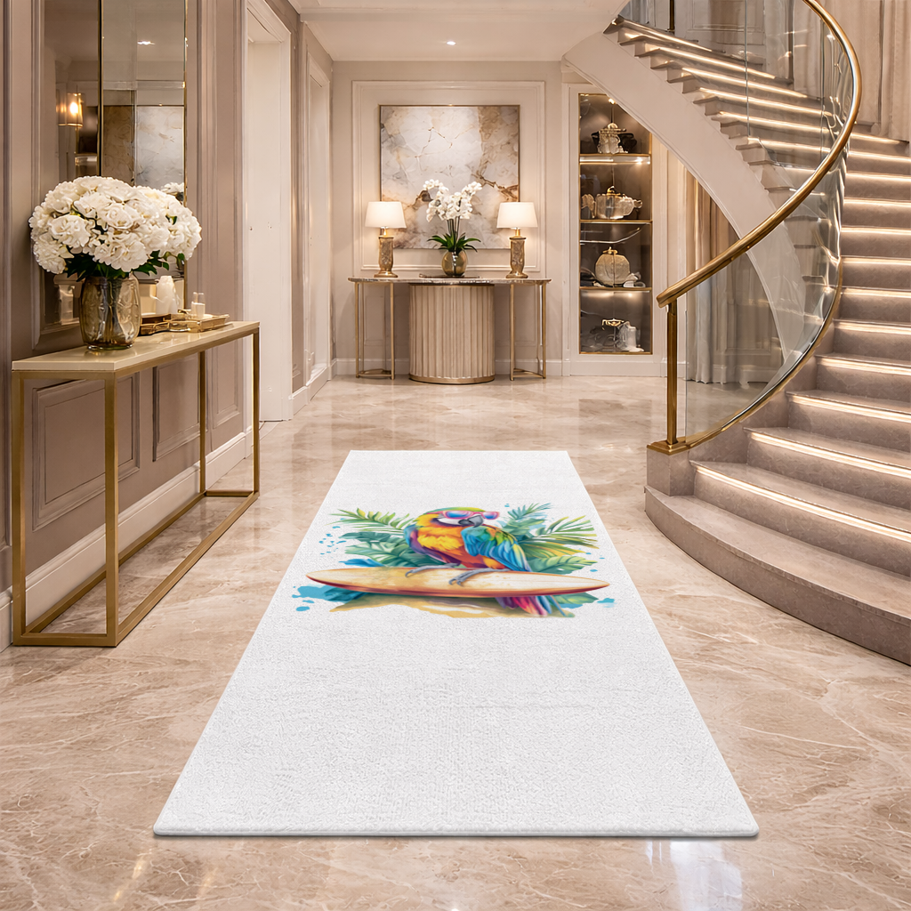 Sörf Yapan Güneş Gözlüklü Papağan Antre ve Koridor Halısı