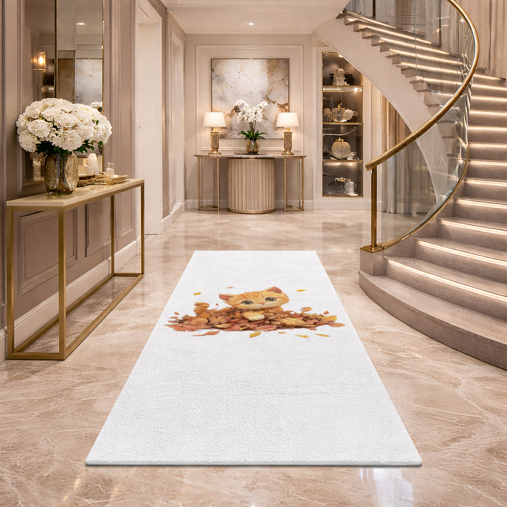 Ginger Kitten in Autumn Leaves 