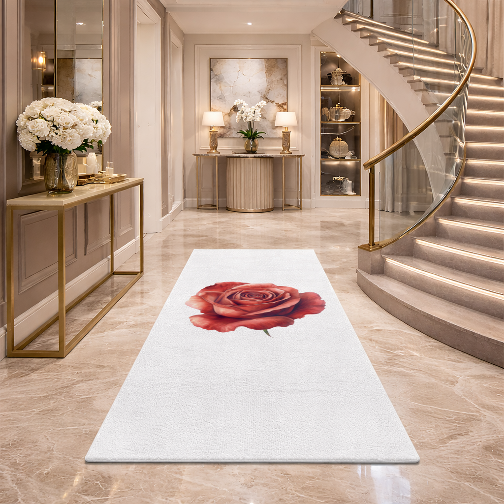 Crimson Red Rose Hallway & Entryway Rug