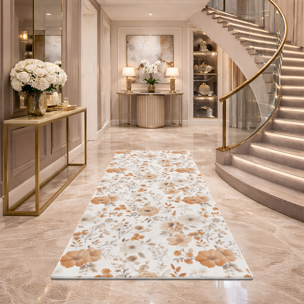 Terracotta Vintage Rose Hallway & Entryway Rug