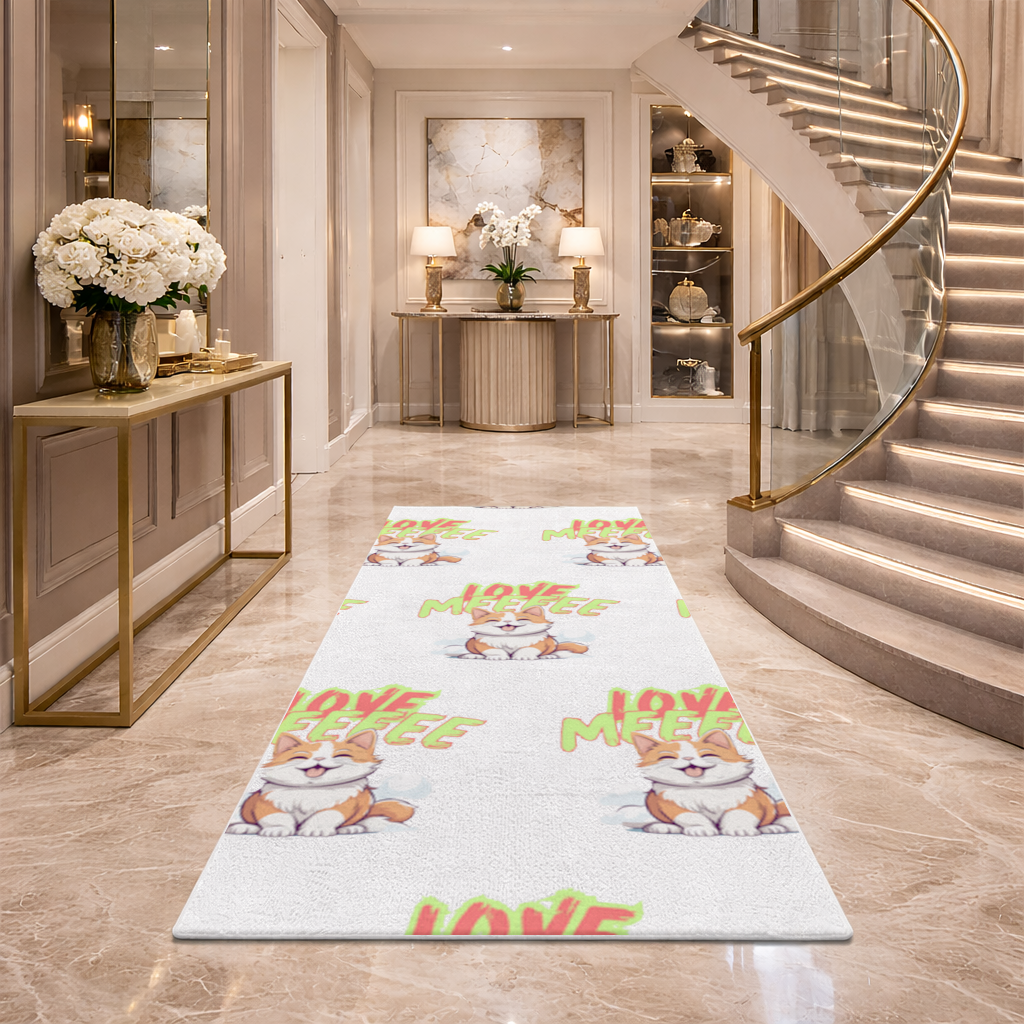 Cute Orange Cat Love Me Hallway & Entryway Rug