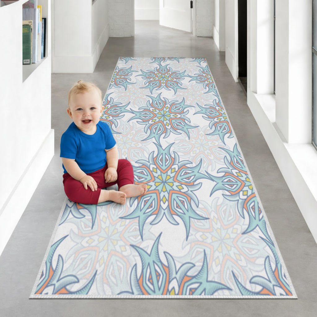 An abstract visual Hallway & Entryway Rug
