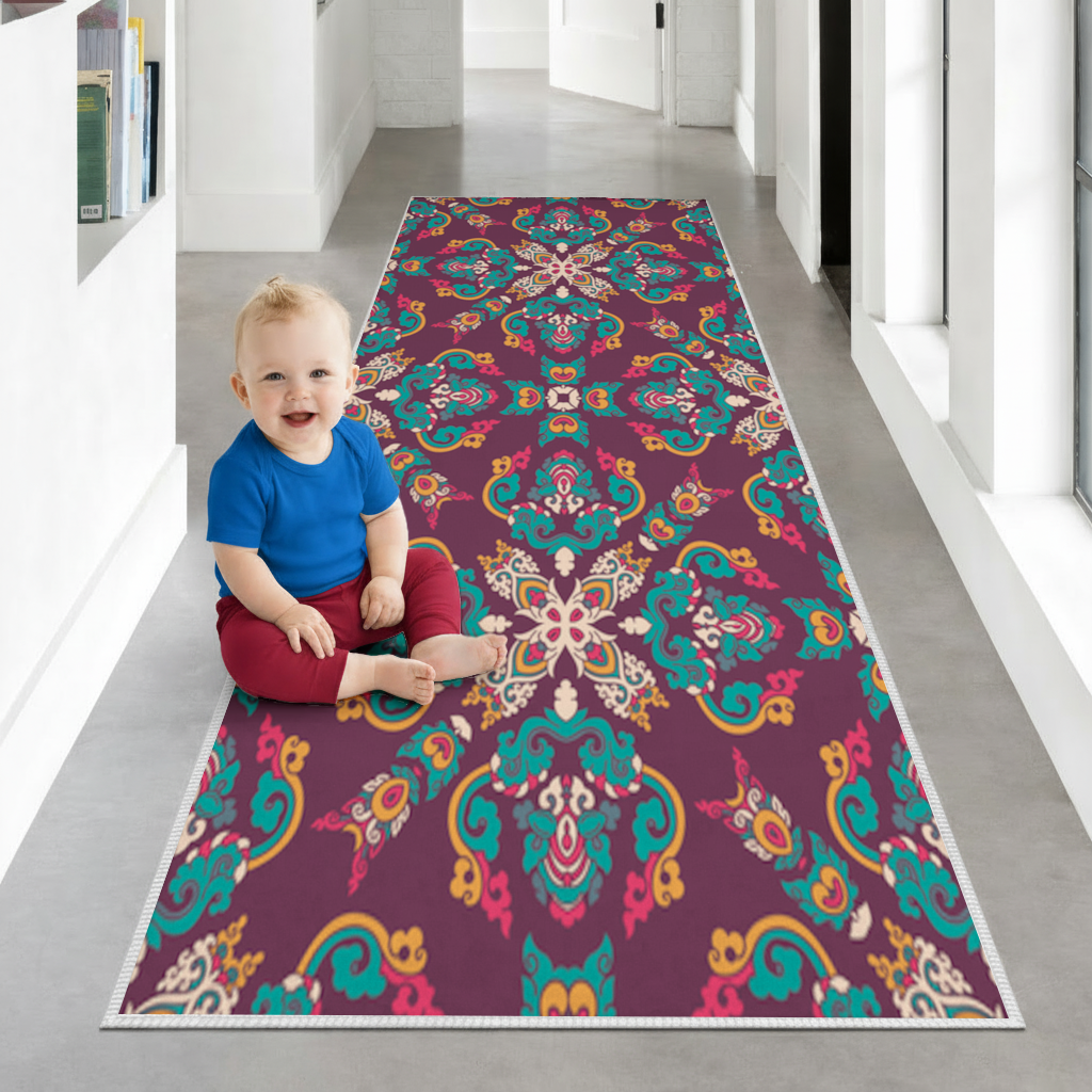 Colorful Ottoman Inspired Mandala Pattern Hallway & Entryway Rug